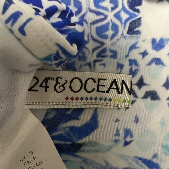 NWT $54 24th & Ocean Women's Small Pina Party Tiered Tankini Swim Top Turquoise - Picture 15 of 16